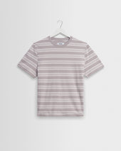 Dean - Taupe And Ecru Textured Stripe Organic Cotton T-Shirt