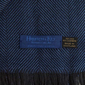 Deep Blue Herringbone Silk Cashmere Scarf