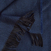 Deep Blue Herringbone Silk Cashmere Scarf