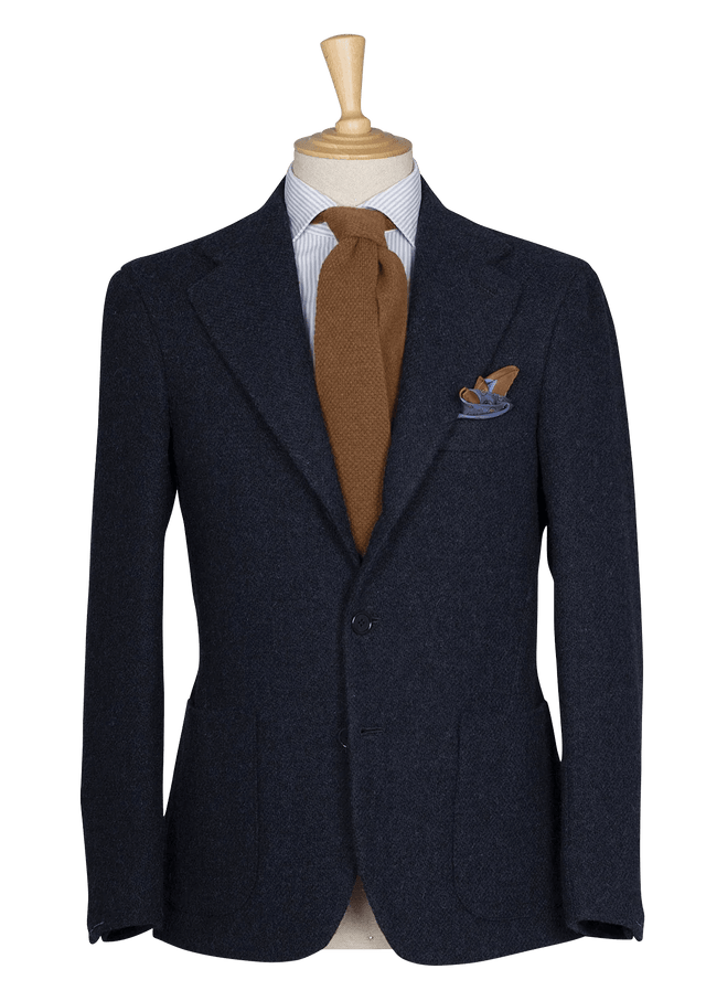 Deep Blue Tweed Unstructured Jacket