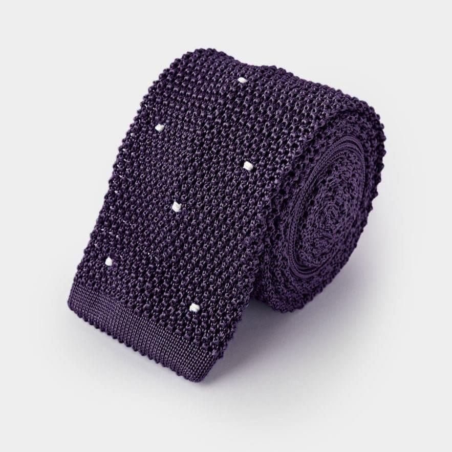 Deep Purple White Spot Knitted Silk Tie