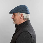 Blue Plain Weave Wool Flat Cap