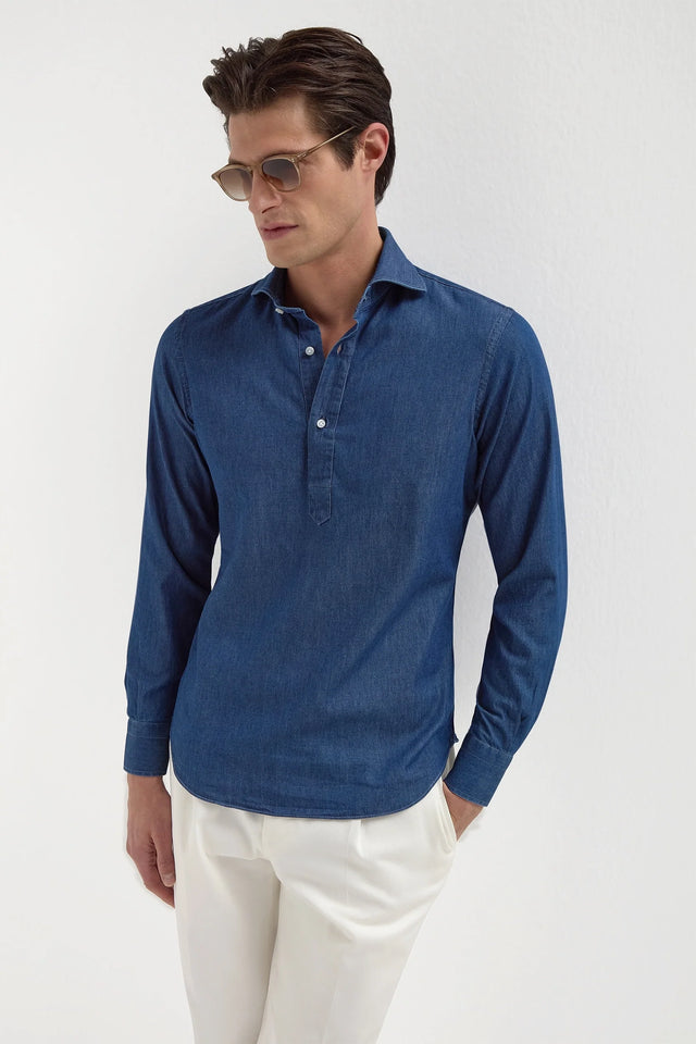 Denim popover shirt - Made in Italy