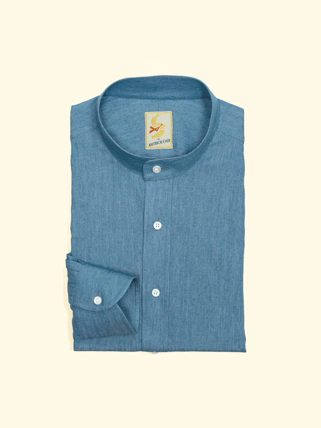Denim Band Collar Shirt — The Anthology