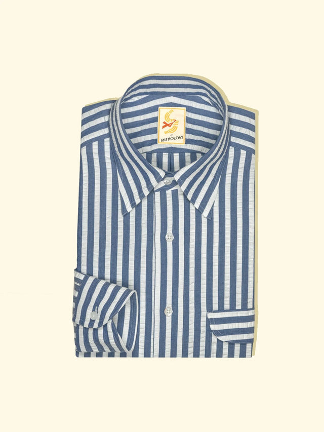 Denim Blue and White Seersucker Workman Shirt — The Anthology