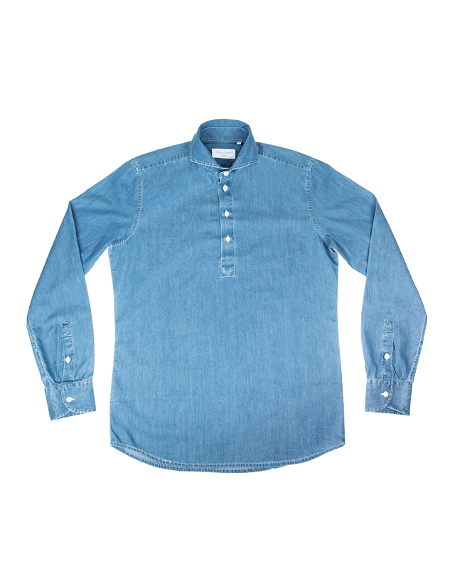 Light Wash Denim Polo Shirt