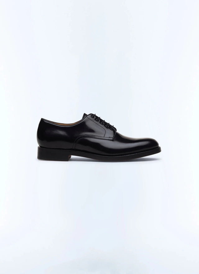 Black leather derby shoes