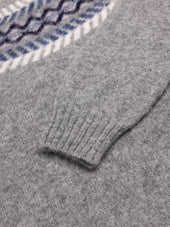 Yoke Fairisle Crew in Grey Brushed Pure Wool