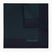 And Hunter Green Stripe Silk Pocket Square