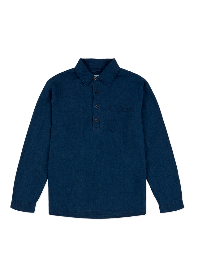 Carpenter Linen Shirt in Dark Navy