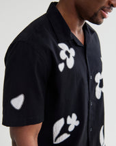 Didcot And Beige Abstract Applique Short Sleeve Shirt