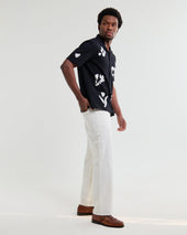 Didcot And Beige Abstract Applique Short Sleeve Shirt