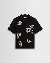 Didcot - Black And Beige Abstract Applique Short-Sleeve Shirt