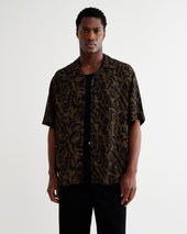 Didcot And Brown Floral Viscose Short Sleeve Shirt