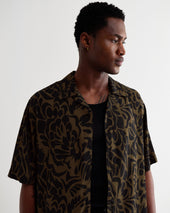 Didcot And Brown Floral Viscose Short Sleeve Shirt