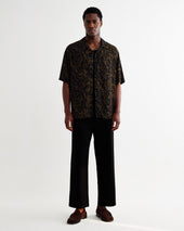 Didcot And Brown Floral Viscose Short Sleeve Shirt