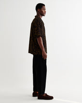Didcot And Brown Floral Viscose Short Sleeve Shirt