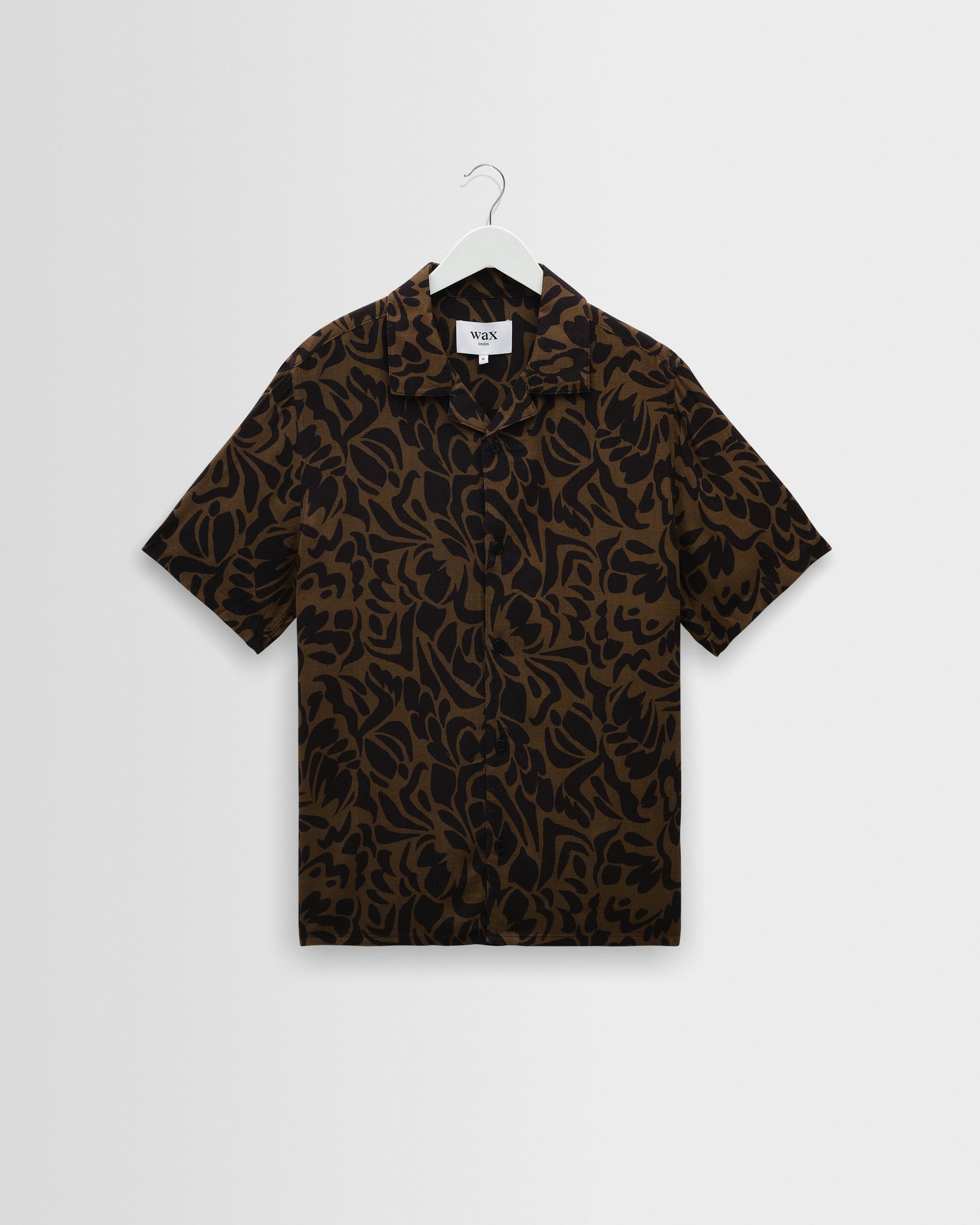 Didcot And Brown Floral Viscose Short Sleeve Shirt