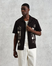 Didcot And Ecru Abstract Applique Short Sleeve Shirt