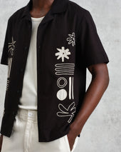 Didcot And Ecru Abstract Applique Short Sleeve Shirt