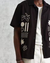 Didcot And Ecru Abstract Applique Short Sleeve Shirt
