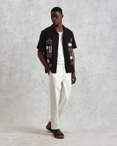 Didcot And Ecru Abstract Applique Short Sleeve Shirt