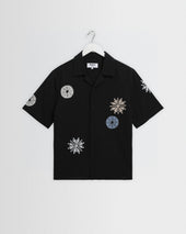 Didcot - Black And Multicolour Round Applique Short-Sleeve Shirt