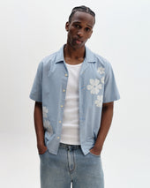 Didcot And Ecru Floral Applique Short Sleeve Shirt