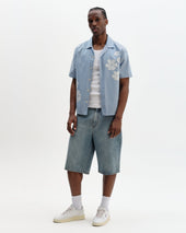 Didcot And Ecru Floral Applique Short Sleeve Shirt