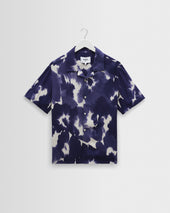 Didcot - Blue And White Floral Viscose Short-Sleeve Shirt