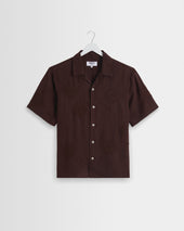 Didcot - Brown Flower Embroidered Short-Sleeve Shirt