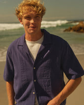 Didcot Blue Double Weave Seersucker Short Sleeve Shirt