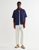 Didcot Blue Double Weave Seersucker Short Sleeve Shirt