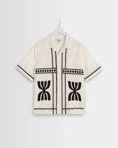 Didcot - Ecru And Black Border Applique Short-Sleeve Shirt