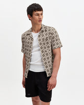 Didcot And Black Tile Print Short Sleeve Shirt