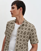 Didcot And Black Tile Print Short Sleeve Shirt