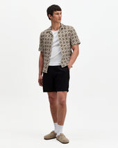 Didcot And Black Tile Print Short Sleeve Shirt