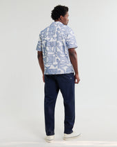 Didcot And Blue Geometric Embroidered Short Sleeve Shirt