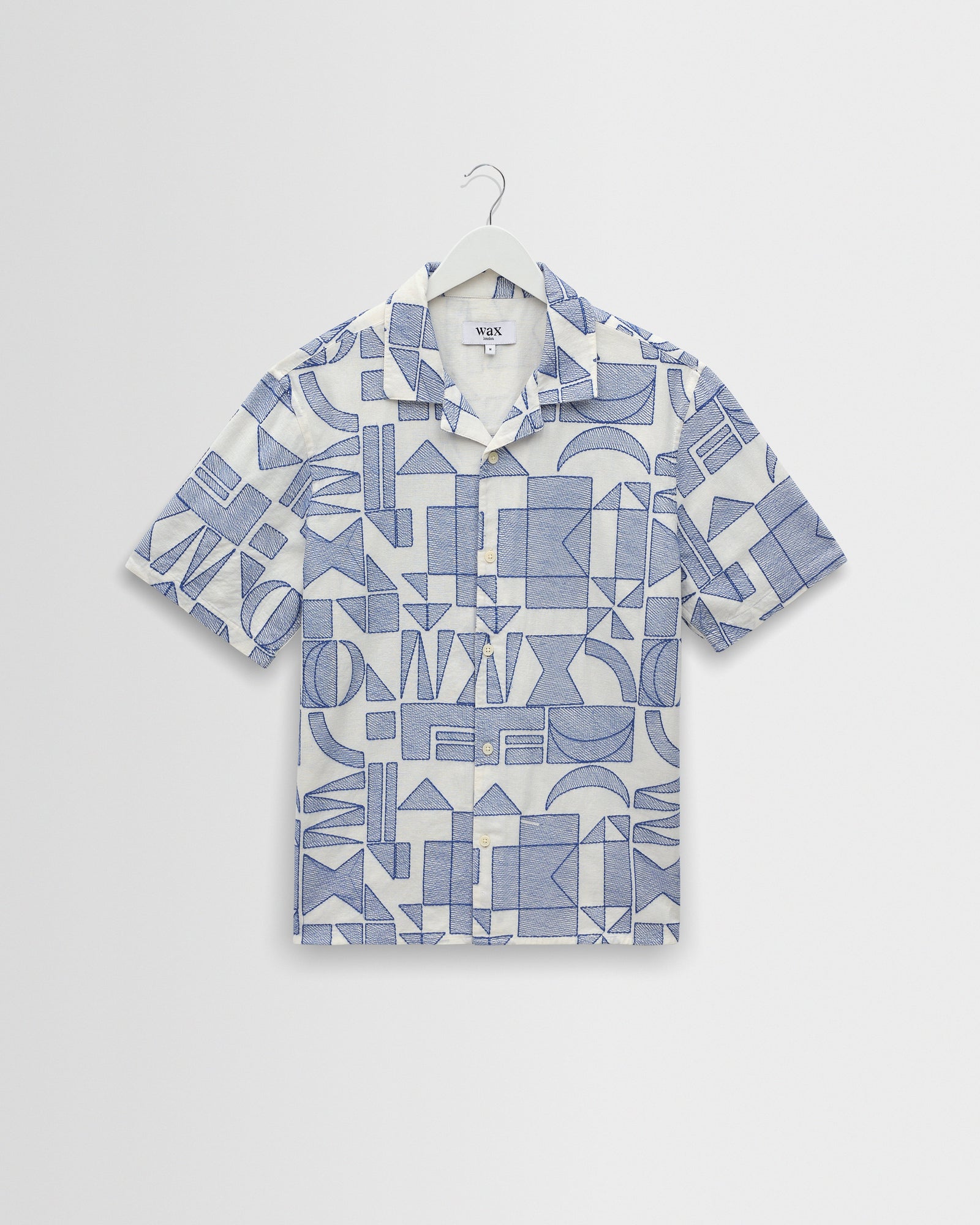 Didcot And Blue Geometric Embroidered Short Sleeve Shirt