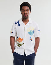 Didcot And Multicolour Flower Embroidered Short Sleeve Shirt
