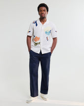 Didcot And Multicolour Flower Embroidered Short Sleeve Shirt