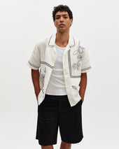 Didcot And Navy Grid Flower Short Sleeve Shirt