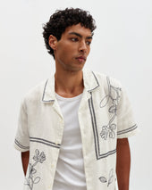 Didcot And Navy Grid Flower Short Sleeve Shirt