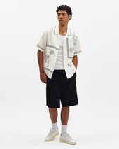 Didcot And Navy Grid Flower Short Sleeve Shirt