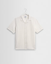 Didcot - Ecru Double-Weave Seersucker Short-Sleeve Shirt
