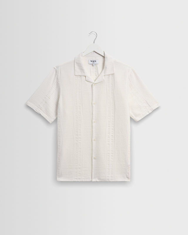 Didcot - Ecru Double-Weave Seersucker Short-Sleeve Shirt