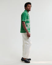 Didcot Green And White Border Applique Short Sleeve Shirt
