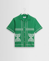Didcot - Green And White Border Applique Short-Sleeve Shirt