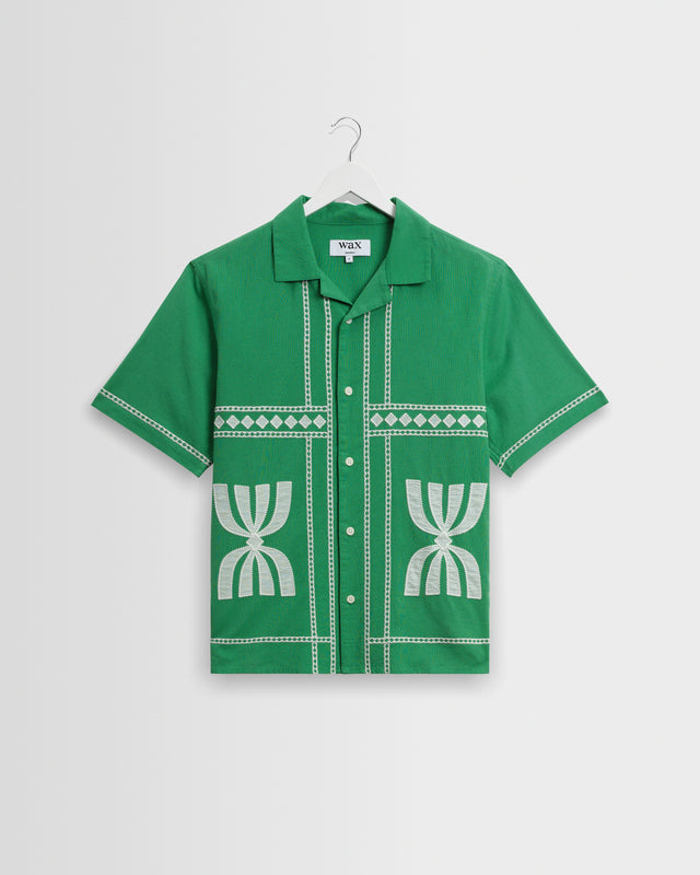 Didcot - Green And White Border Applique Short-Sleeve Shirt