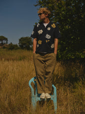 Didcot And Multicolour Floral Applique Short Sleeve Shirt